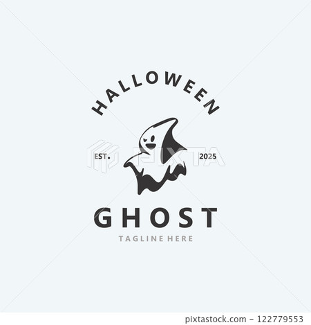 Halloween spooky ghost character in flat style isolated template design illustration Halloween spooky ghost character in flat style isolated template design illustration 122779553