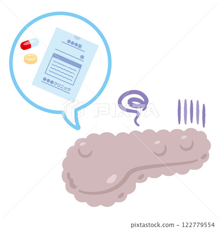 Illustration of a sick pancreas with medication 122779554
