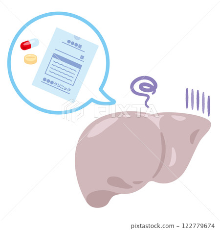 Illustration of drugs and a sick liver 122779674