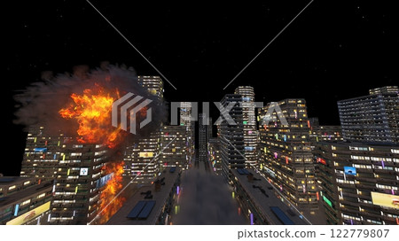 Future cityscape under attack 122779807