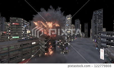 Future cityscape under attack 122779808