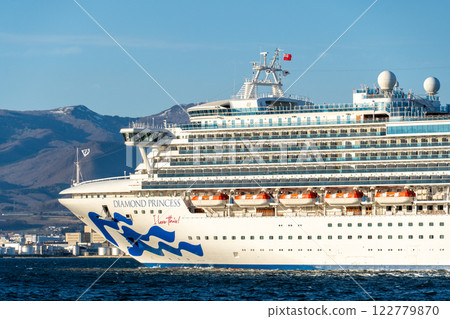 The luxury cruise ship Diamond Princess departs from Hakodate The luxury cruise ship Diamond Princess departs from Hakodate 122779870