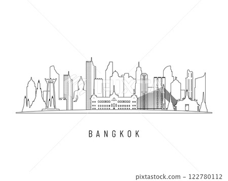 Detailed Bangkok skyline vector illustration. 122780112