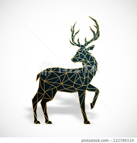 Low poly geometric deer standing 122780114