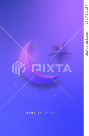 Elegant crescent moon and star create serene atmosphere, symboli 122780127