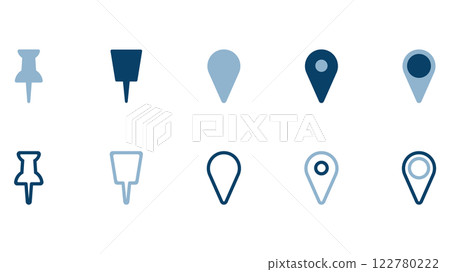 Various pin icon illustration set 122780222