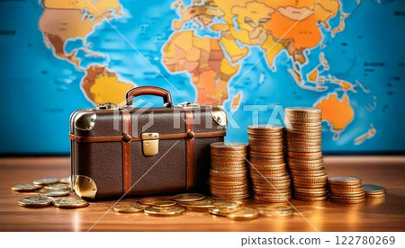 Travel Savings (Suitcase and Money) Generative AI 122780269