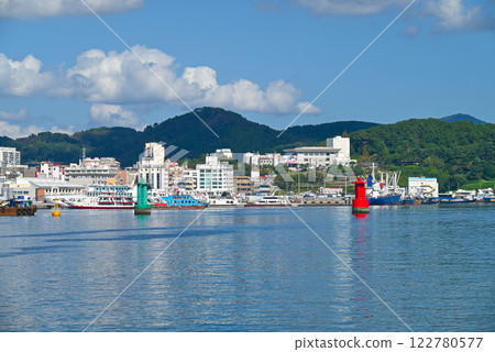 Tongyeong Canal - Scenery with green and red light markers [South Gyeongsang Province, Korea] 122780577