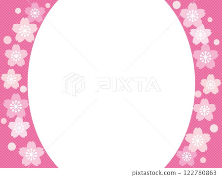 櫻花框架白色空間方格圖案 122780863