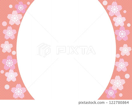 櫻花框架白色空間方格圖案 122780864