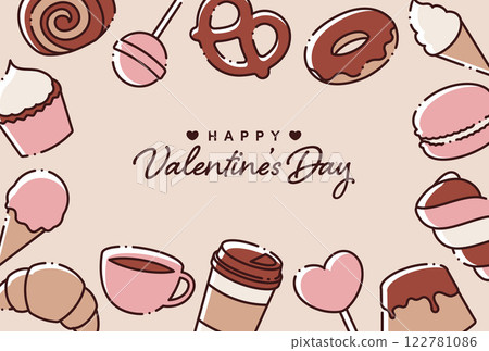 Cute sweets, ice cream and coffee background illustration 122781086