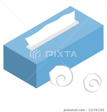 Box of tissues and garbage - isometric Box of tissues and garbage - isometric 122781105