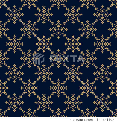 Dark blue background with beautiful gold ornament 122781192