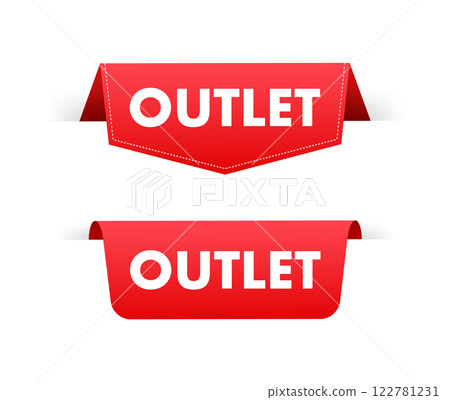 Red outlet tags showing discount and bargain shopping 122781231