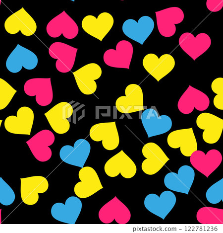 Seamless pattern with color hearts 122781236