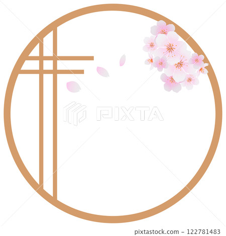 Cherry blossom and sliding door frame Cherry blossom and sliding door frame 122781483
