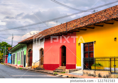 Traditional colorful Spanish colonial houses in Granada. Nicaragua, Central America 122781583