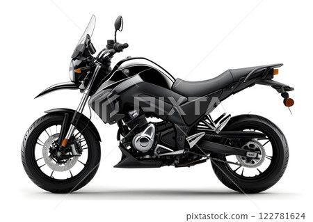 "Modern Motorcycle Isolated on White Background" Generative AI illustration 122781624