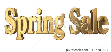 3DCG lettering "Spring Sale" in gold 122781687