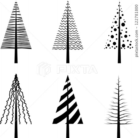 silhouette pine tree black and white on transparent background. simple design element for web or icon. 122781800