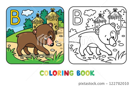 Funny bear coloring book. Alphabet B 122782010