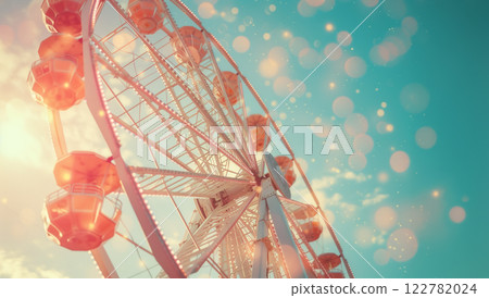 大型摩天輪的模糊背景 AI 生成素材 122782024
