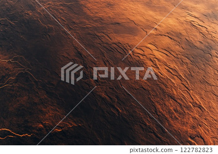 Textured orange rock surface forming abstract pattern 122782823