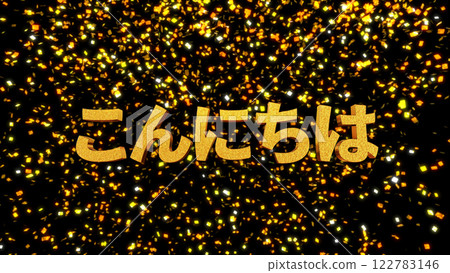 Gold foil background 3D gold letters hello 122783146