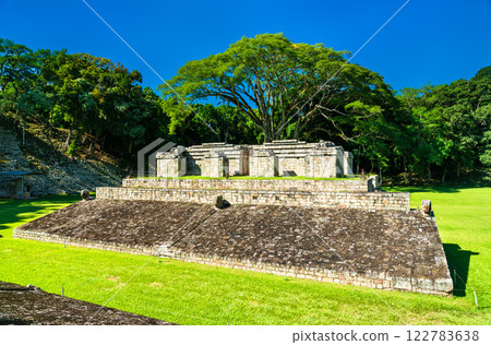 Mayan ballcourt at Copan archaeological site in the Mesoamerican cultural region. UNESCO world heritage in Honduras 122783638