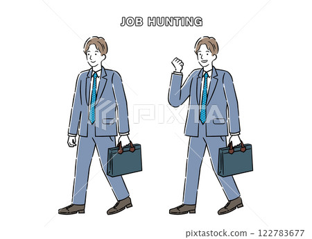 一位男士正在找工作的簡單插圖 4C 一位男士正在找工作的簡單插圖 4C 122783677