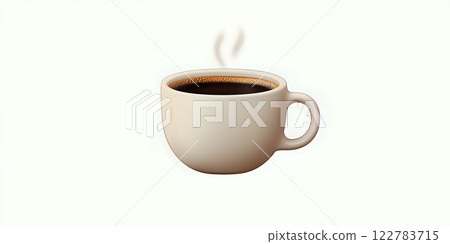 Elegant coffee cup emoji with steaming coffee and minimalist design 122783715