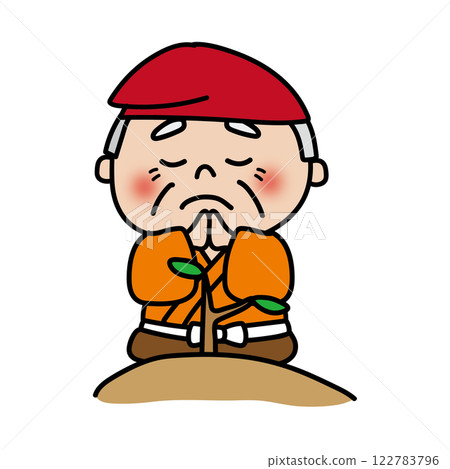 老人向白花祈禱 122783796