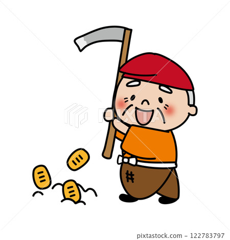 Old Man Hanasaka Digging Up Gold Coins 122783797
