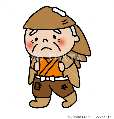 An old man is depressed because he can't sell his hats. 122783817