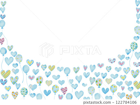Watercolor style light blue heart frame 2 122784106