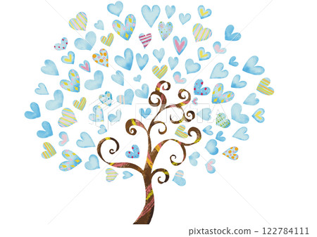 Watercolor style light blue heart tree 2 Watercolor style light blue heart tree 2 122784111