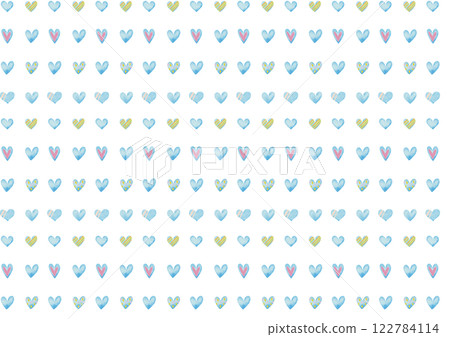水彩風格淡藍色心型迷你圖案 122784114