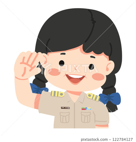 girl saluting in teacher uniform 122784127