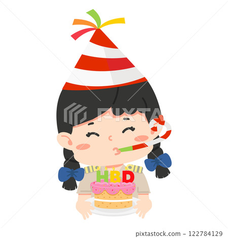 female teacher holding birthday cake 122784129