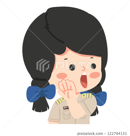 Teacher making a whispering gesture 122784131