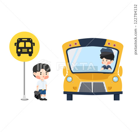 child waiting for the school bus 122784132