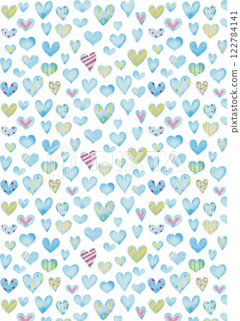 Watercolor style light blue heart pattern 1 vertical 122784141