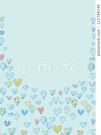 Watercolor style light blue heart frame 7 vertical 122784146