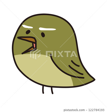 A small bird, a Japanese bush warbler, sings A small bird, a Japanese bush warbler, sings 122784193