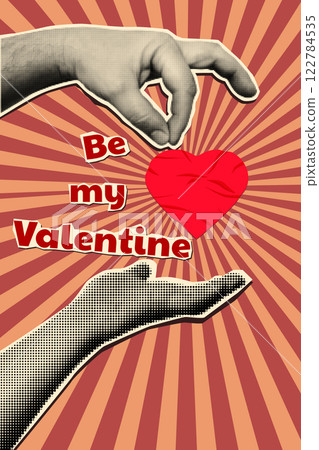 Mixed media style halftone Valentines day collage poster Mixed media style halftone Valentines day collage poster 122784535