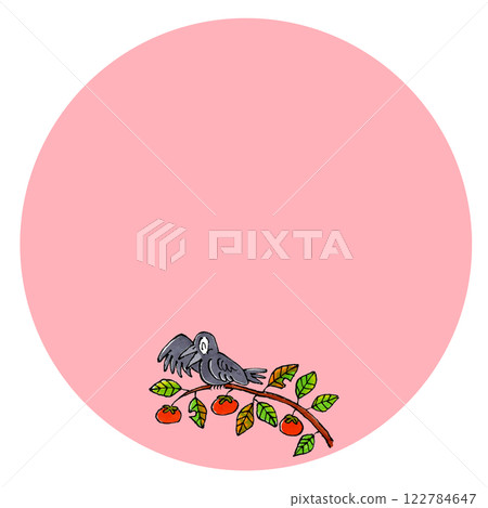 A crow perched on a persimmon branch Copy space (pink) A crow perched on a persimmon branch Copy space (pink) 122784647