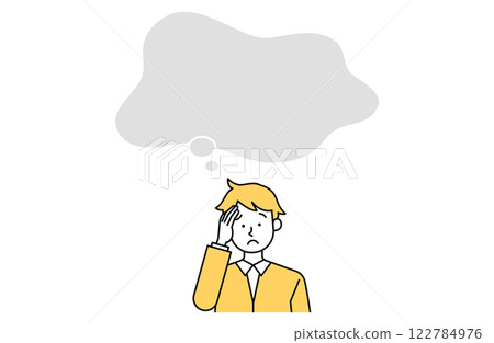 A vector illustration of a worried man and a speech bubble Simple Frame Copy space Frame Woman Old man 122784976