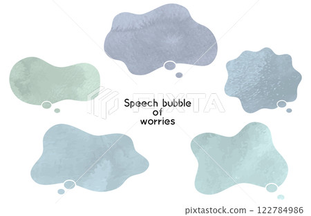 Watercolor style hazy thought bubble vector illustration set Frame Copy space Frame Blue Light blue 122784986
