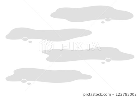 Horizontal hazy imagination speech bubble vector illustration set Simple fluid shape Gray 122785002