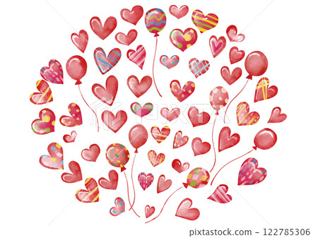 水彩風格,鮮紅的心型巧克力,圓形 水彩風格,鮮紅的心型巧克力,圓形 122785306